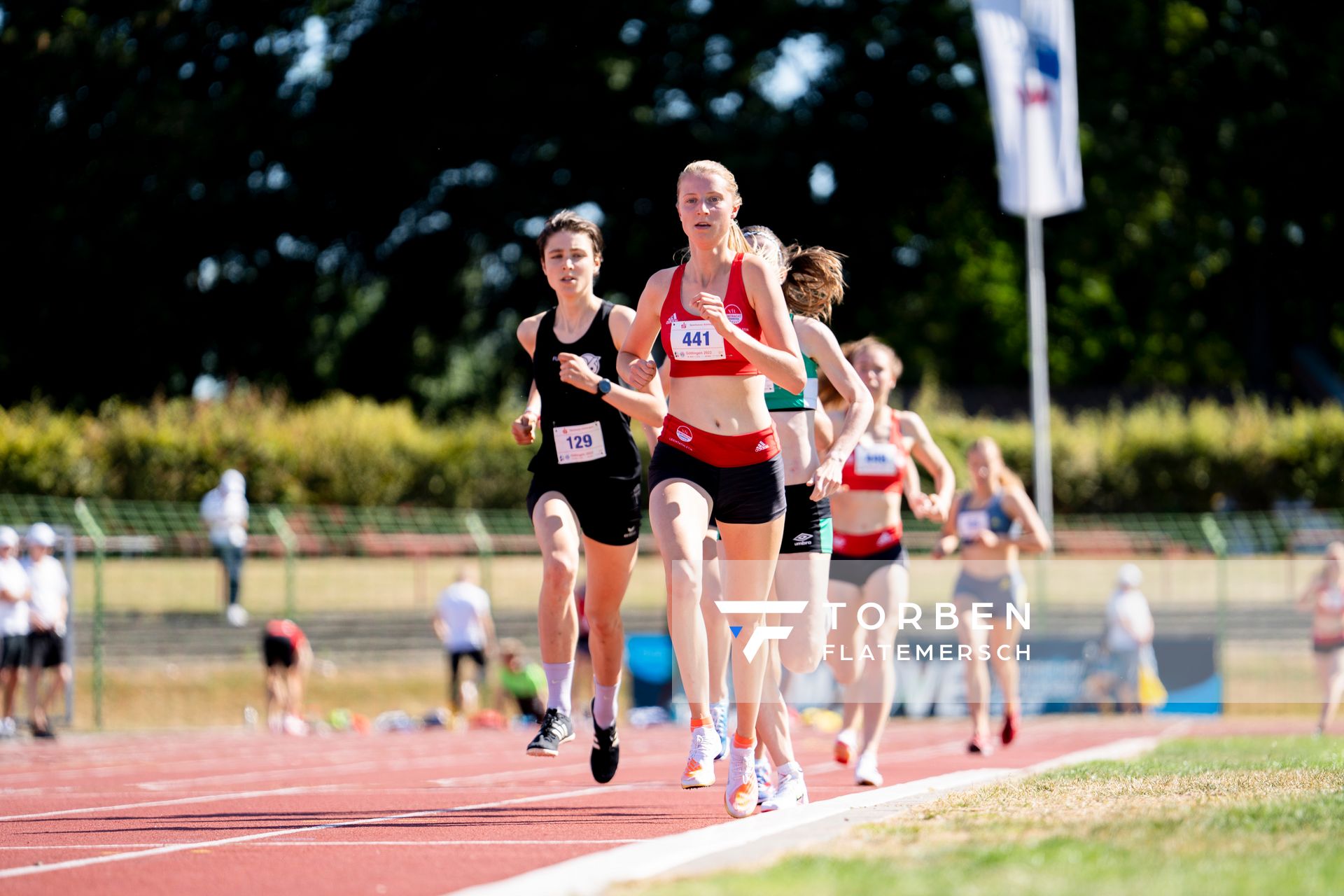 Marie Proepsting (VfL Eintracht Hannover) ,Jasmina Stahl (Hannover 96) am 02.07.2022 waehrend den NLV+BLV Leichtathletik-Landesmeisterschaften im Jahnstadion in Goettingen (Tag 1)